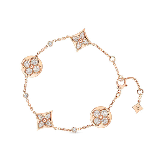 [Star Jewelry]STAR AND SUN 4 MOTIFS GOLD DIAMONDS BRACELET