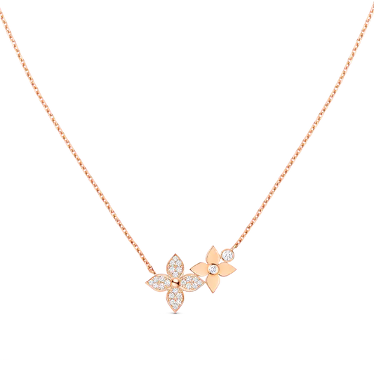 [Star Jewelry]STAR BLOSSOM NECKLACE PINK GOLD DIAMONDS