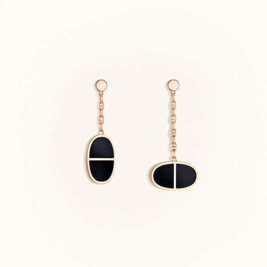 [Star Jewelry]CHAINE VERSO BLACK CERAMIC EARRINGS