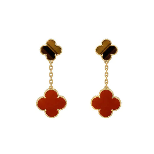 [Star Jewelry]CLOVER  2 MOTIF  TIGER EYE CARNELIAN EARRINGS