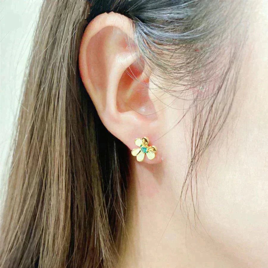 [Star Jewelry]FRIVOLE  FLOWER MALACHITE EARRINGS