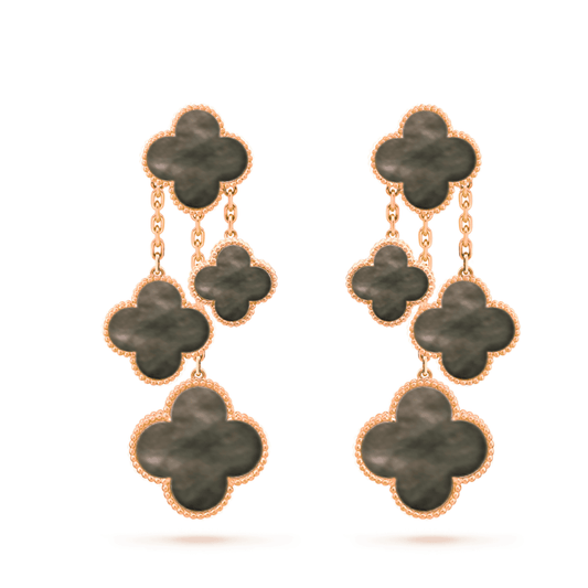 [Star Jewelry]CLOVER EARRINGS DARK MOP 4 MOTIFS ROSE GOLD