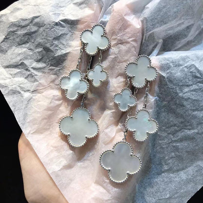 [Star Jewelry]CLOVER EARRINGS WHITE MOP 4 MOTIFS SILVER