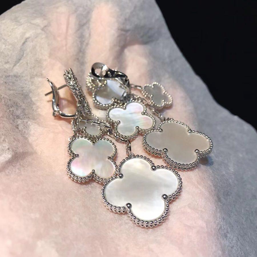 [Star Jewelry]CLOVER EARRINGS WHITE MOP 4 MOTIFS SILVER