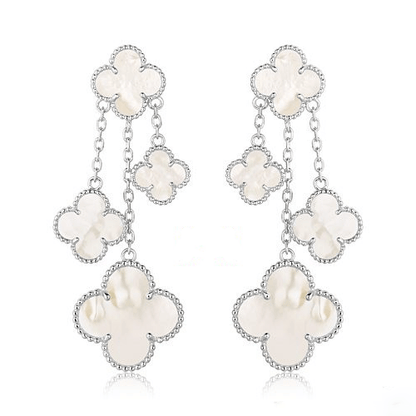 [Star Jewelry]CLOVER EARRINGS WHITE MOP 4 MOTIFS SILVER