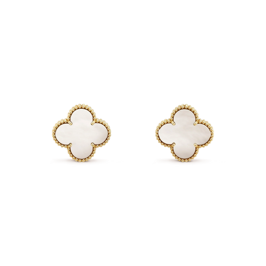 [Star Jewelry]CLOVER MEDIUM 1 MOTIFS  WHITE MOP STUD EARRINGS