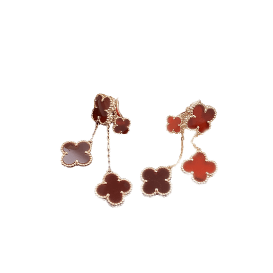 [Star Jewelry]CLOVER EARRINGS CARNELIAN 4 MOTIFS PINK GOLD