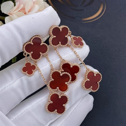[Star Jewelry]CLOVER EARRINGS CARNELIAN 4 MOTIFS PINK GOLD