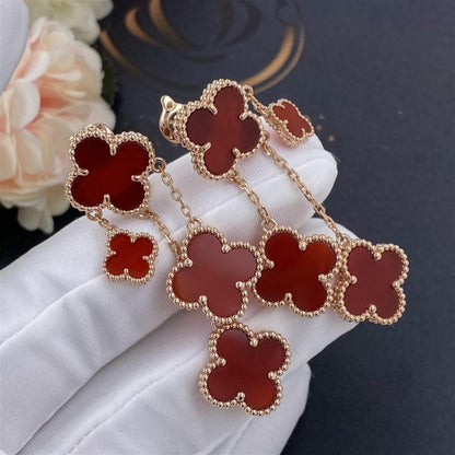 [Star Jewelry]CLOVER EARRINGS CARNELIAN 4 MOTIFS PINK GOLD