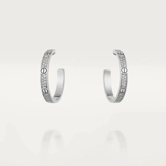 [Star Jewelry]LOVE DIAMOND SILVER HOOP EARRINGS