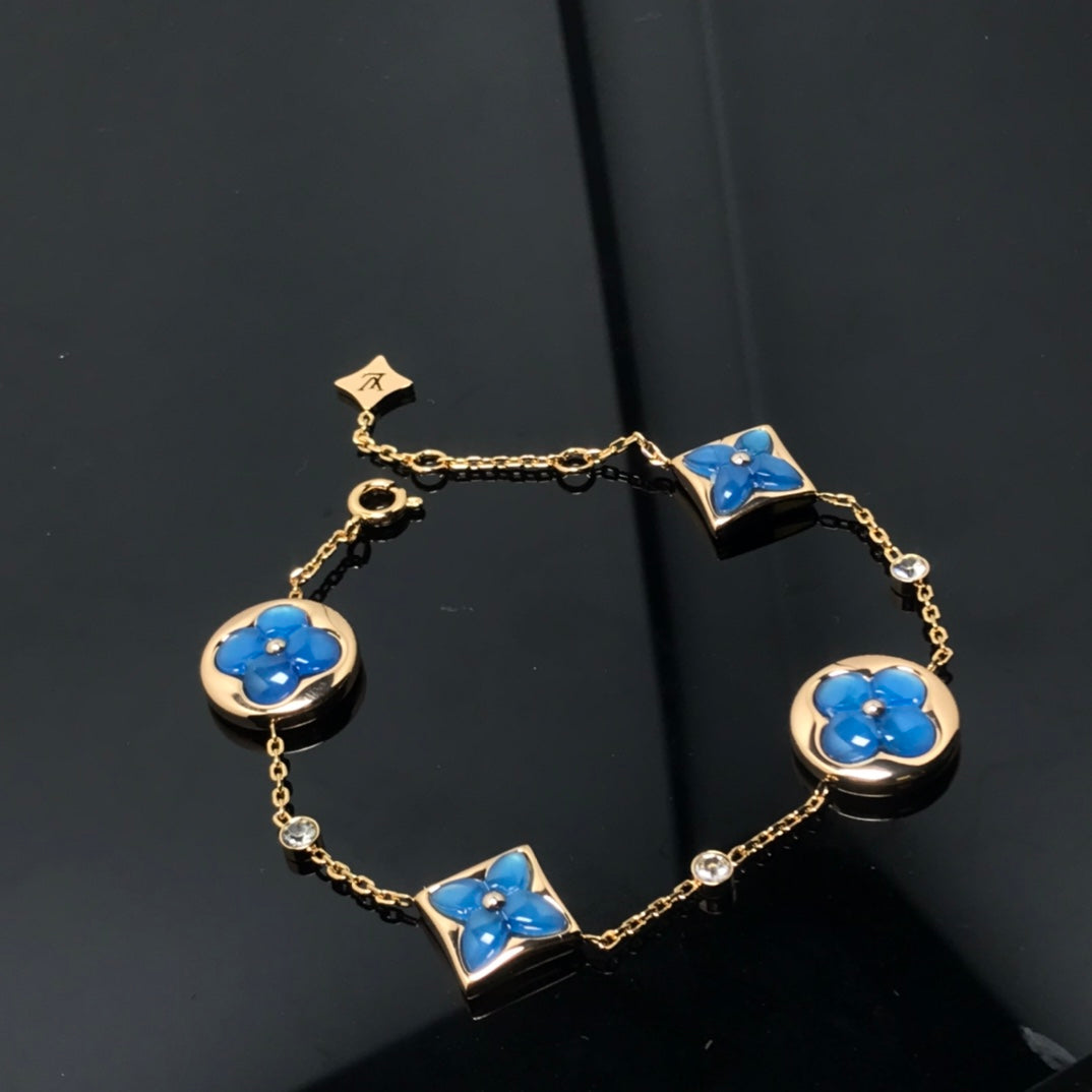 [Star Jewelry]STAR AND SUN 4 MOTIF BLUE BRACELET