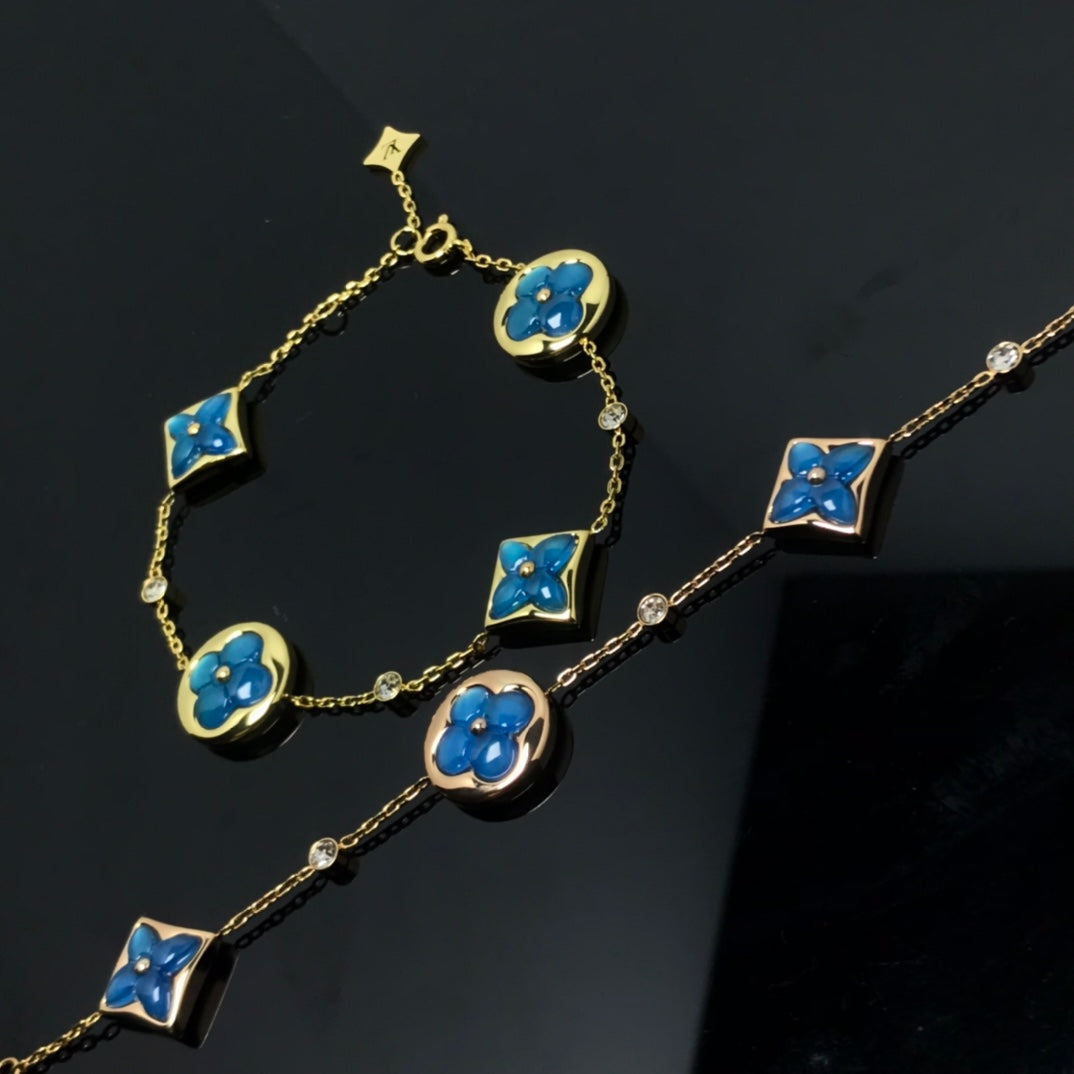 [Star Jewelry]STAR AND SUN 4 MOTIF BLUE BRACELET