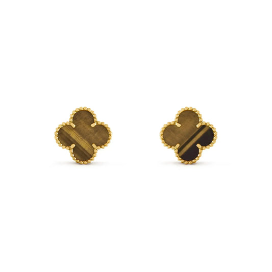 [Star Jewelry]CLOVER MEDIUM 1 MOTIFS TIGER EYE EARRINGS