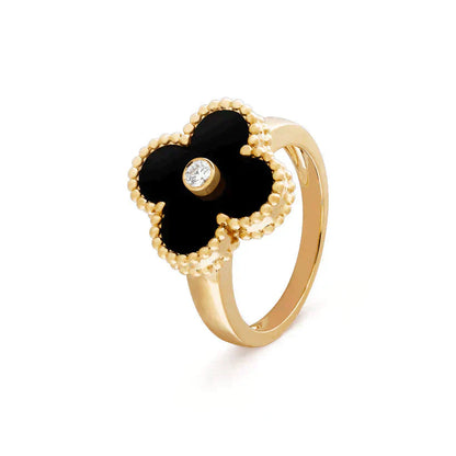 [Star Jewelry]CLOVER ONYX RING GOLD DIAMOND